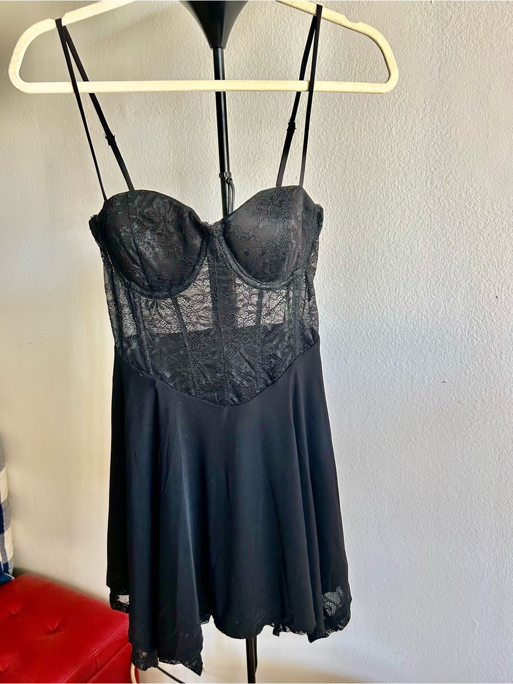 Windsor Black Lace Bustier Chemise Slip